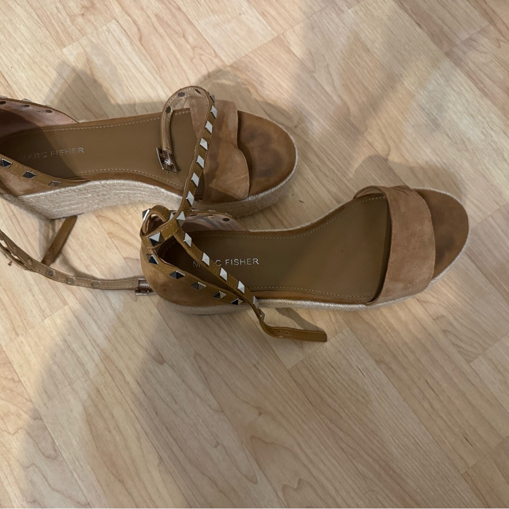 Marc Fisher Brown Wedge Sandals